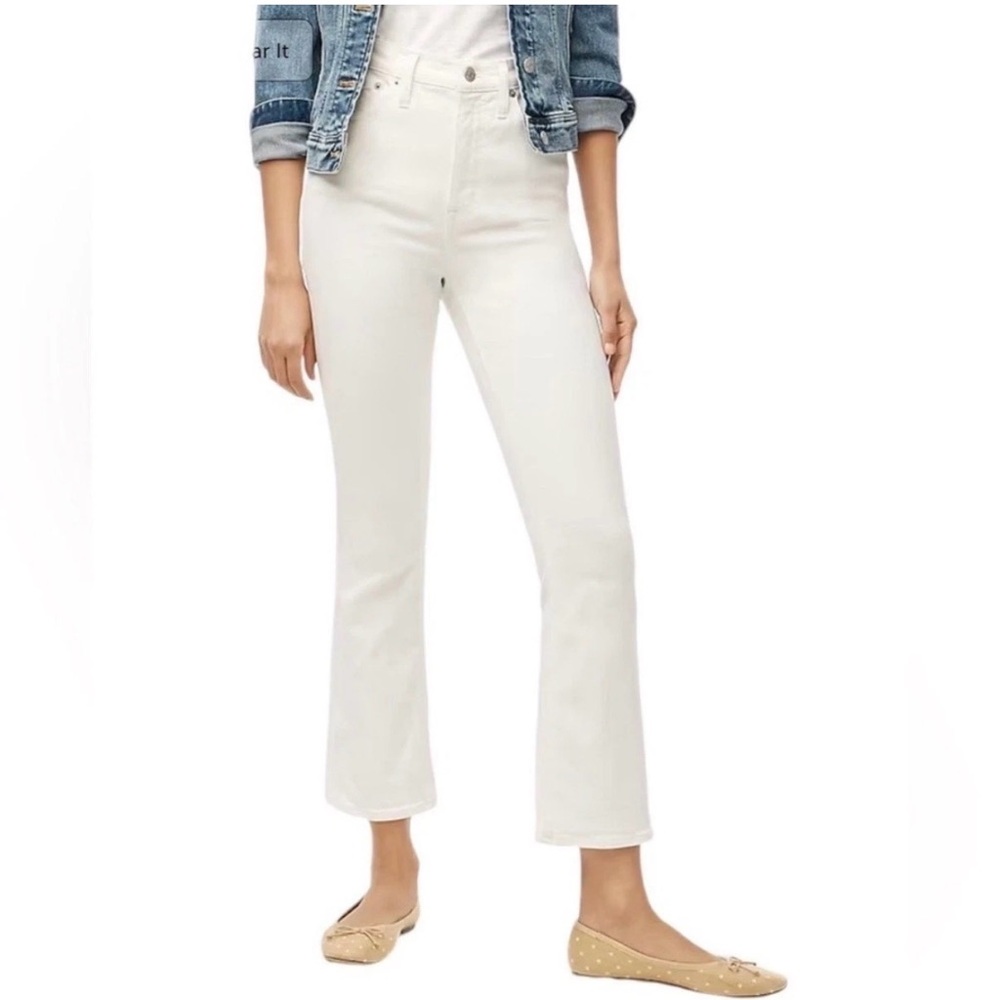 j. crew flare crop mid-rise white signature stretch white size 30